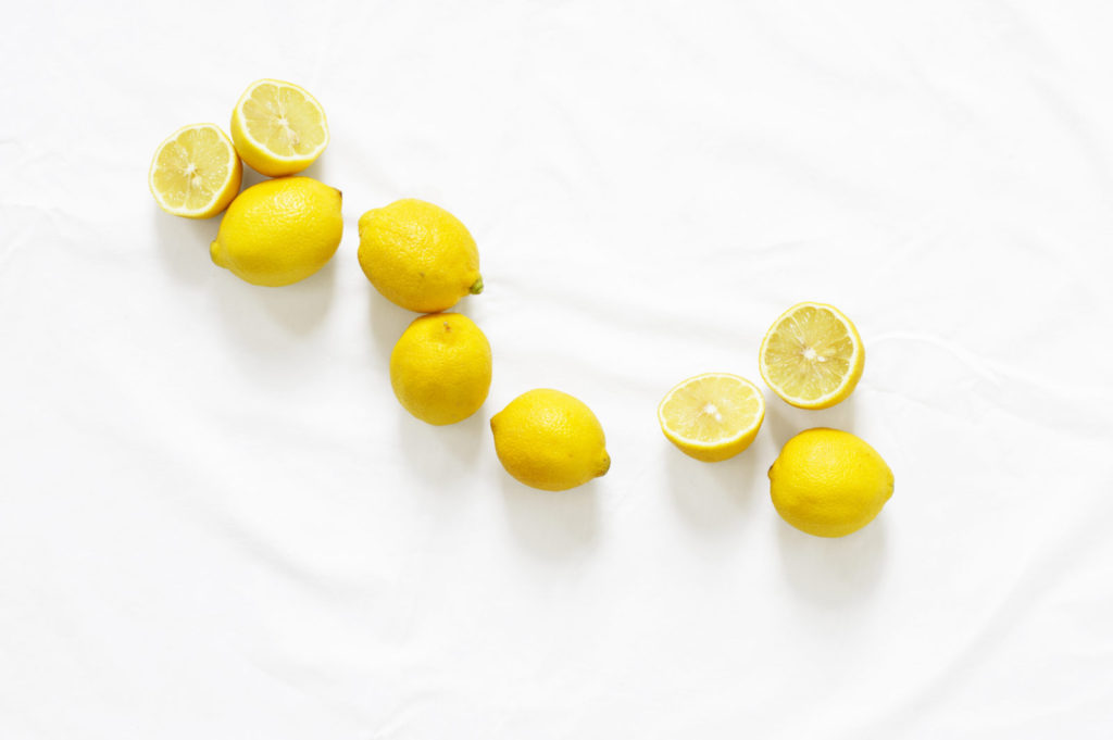 yellow lemons on white layout