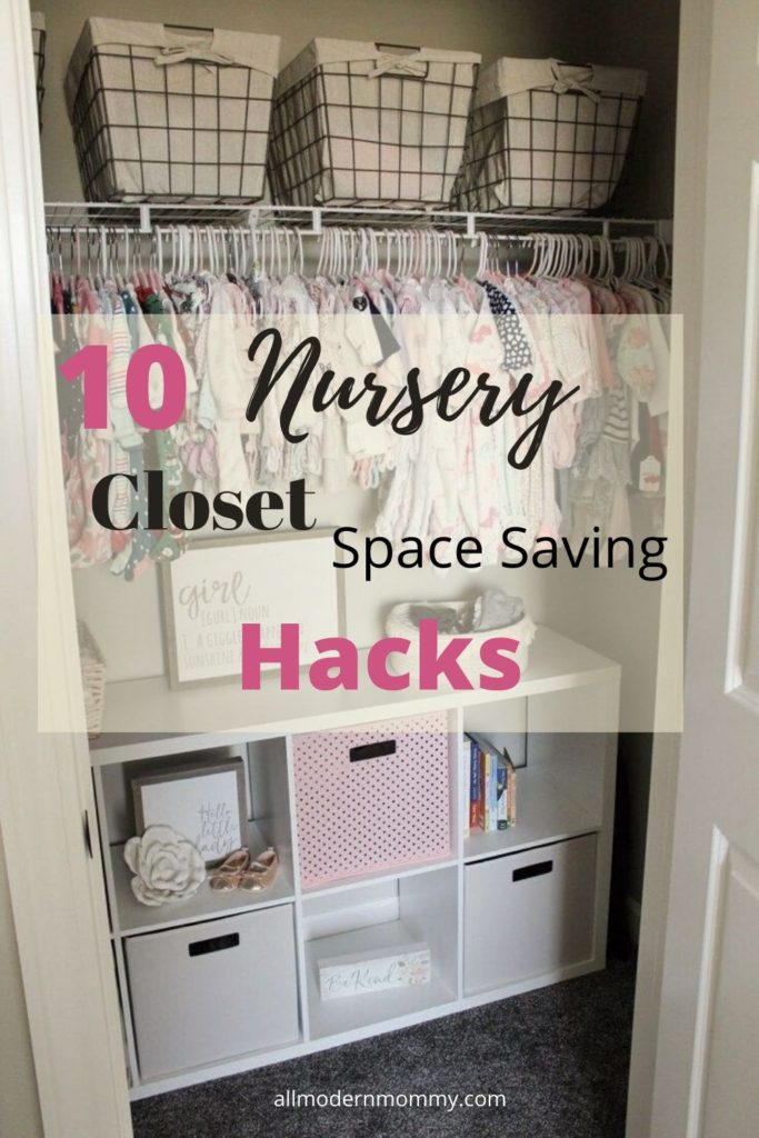 baby clothes in organized closet