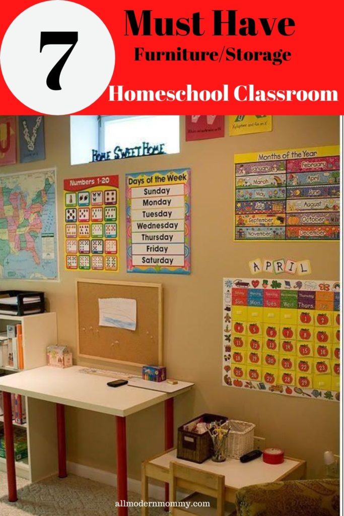 homeschool classroom setup storage and furniture 