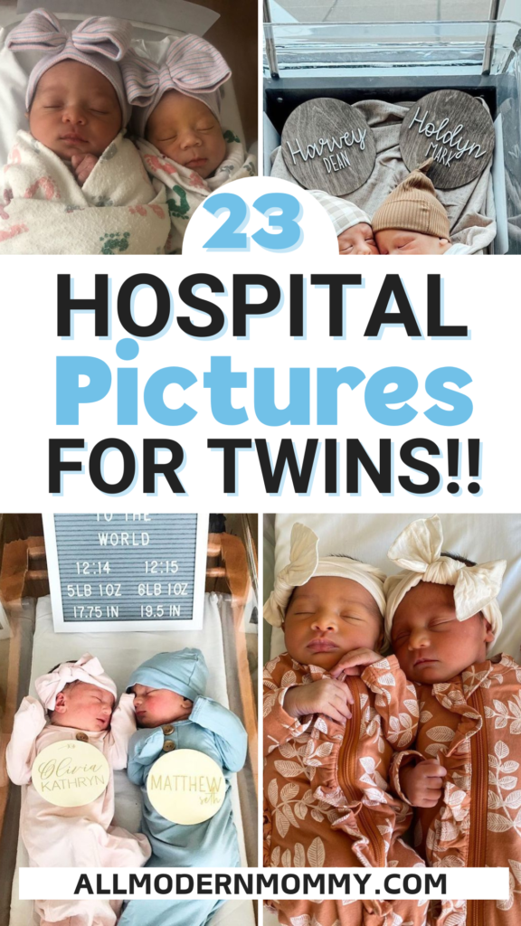 "Newborn twins wrapped in soft blankets, peacefully sleeping side by side, captured in a hospital setting."