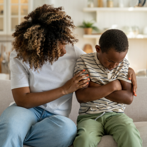 mom comforting her child through gentle parenting method