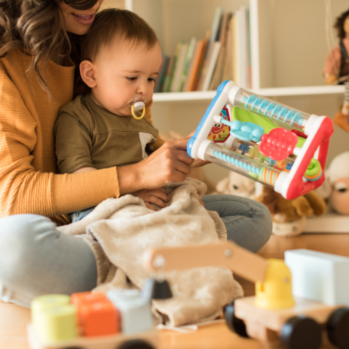 mom reading to toddler during quiet time