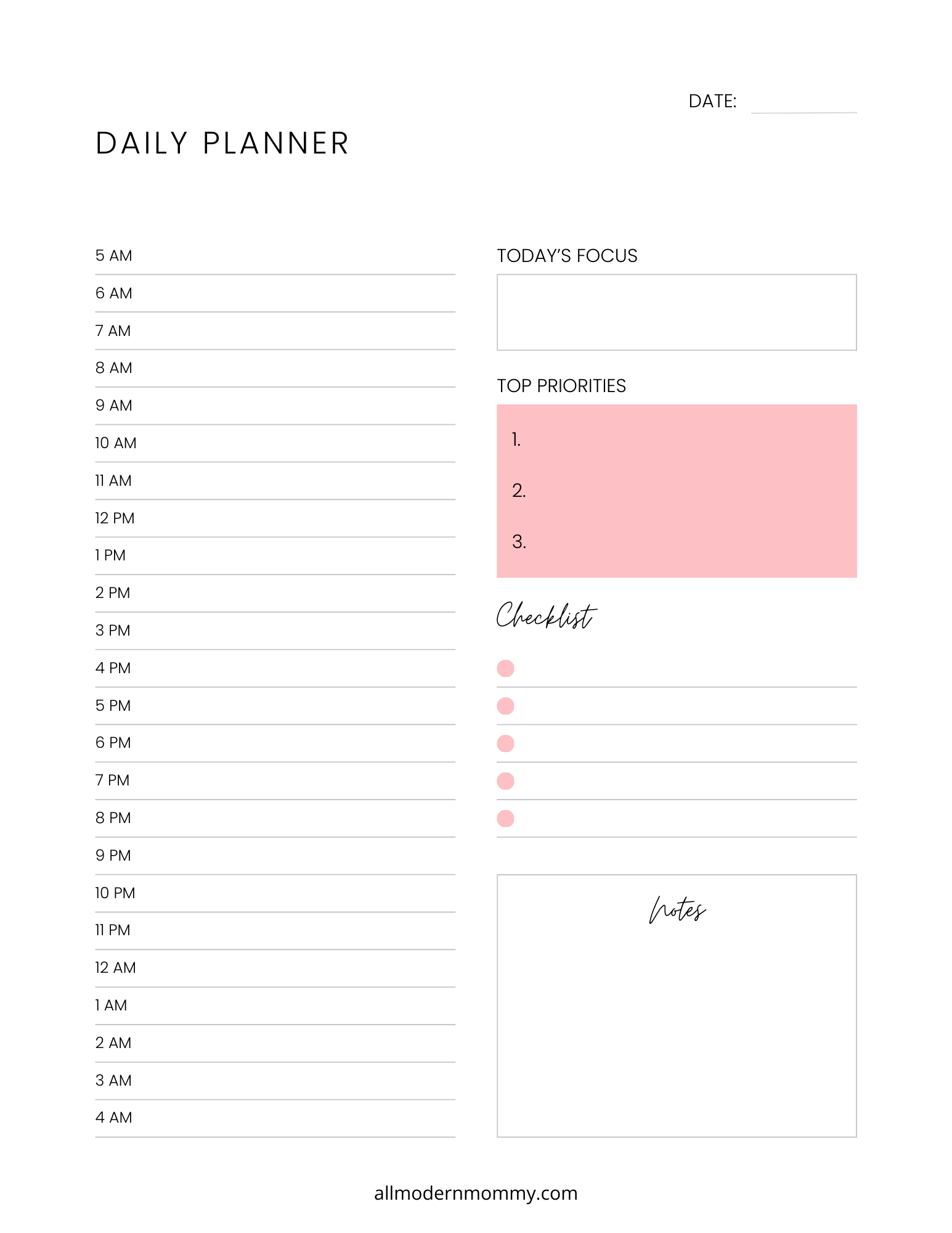 Undated Monthly, Weekly,Daily Planner PDF